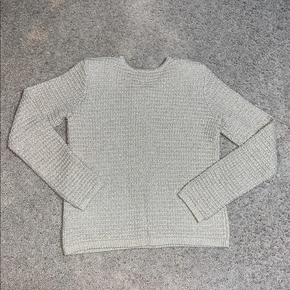 Talbots Kate Metallic Knit Button Up Crew Neck Cardigan‎ Sweater Gold Shimmer XS